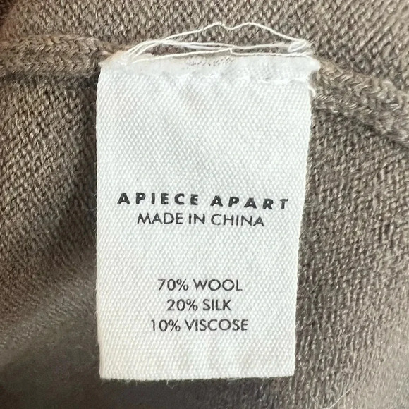 SALE- Apiece Apart Dewi Balloon Sleeve Merino Wool and Silk Blend Sweater Walnut - Picture 9 of 11